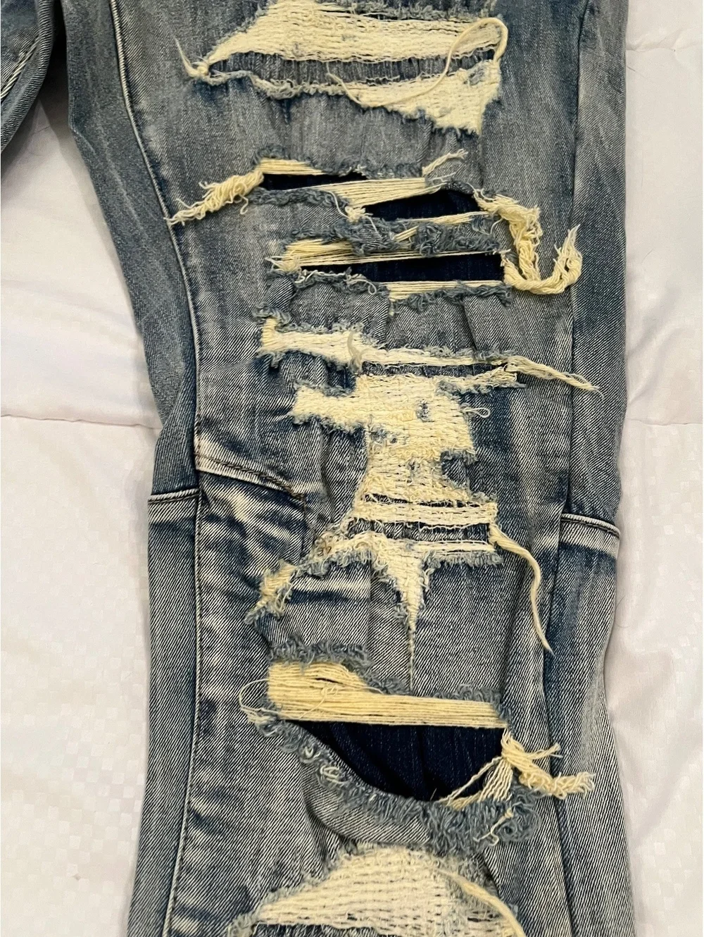 Y2K Distressed patchwork SMOkE RISE Size 48”W x 32” L jeans festival